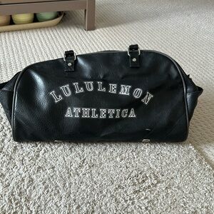 Vintage Lululemon Athletica Black Leather Gym Duffle Sports Bag Rare vintage.
